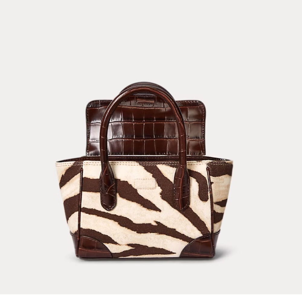 Lauren Ralph Lauren Brown and Cream Zebra-Print Satchel - Picture 3 of 8